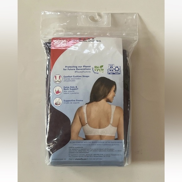 Playtex 18 Hour Original Ultimate Shoulder Comfort Wire Free Bra 4693 Plum 44DDD - Picture 3 of 3